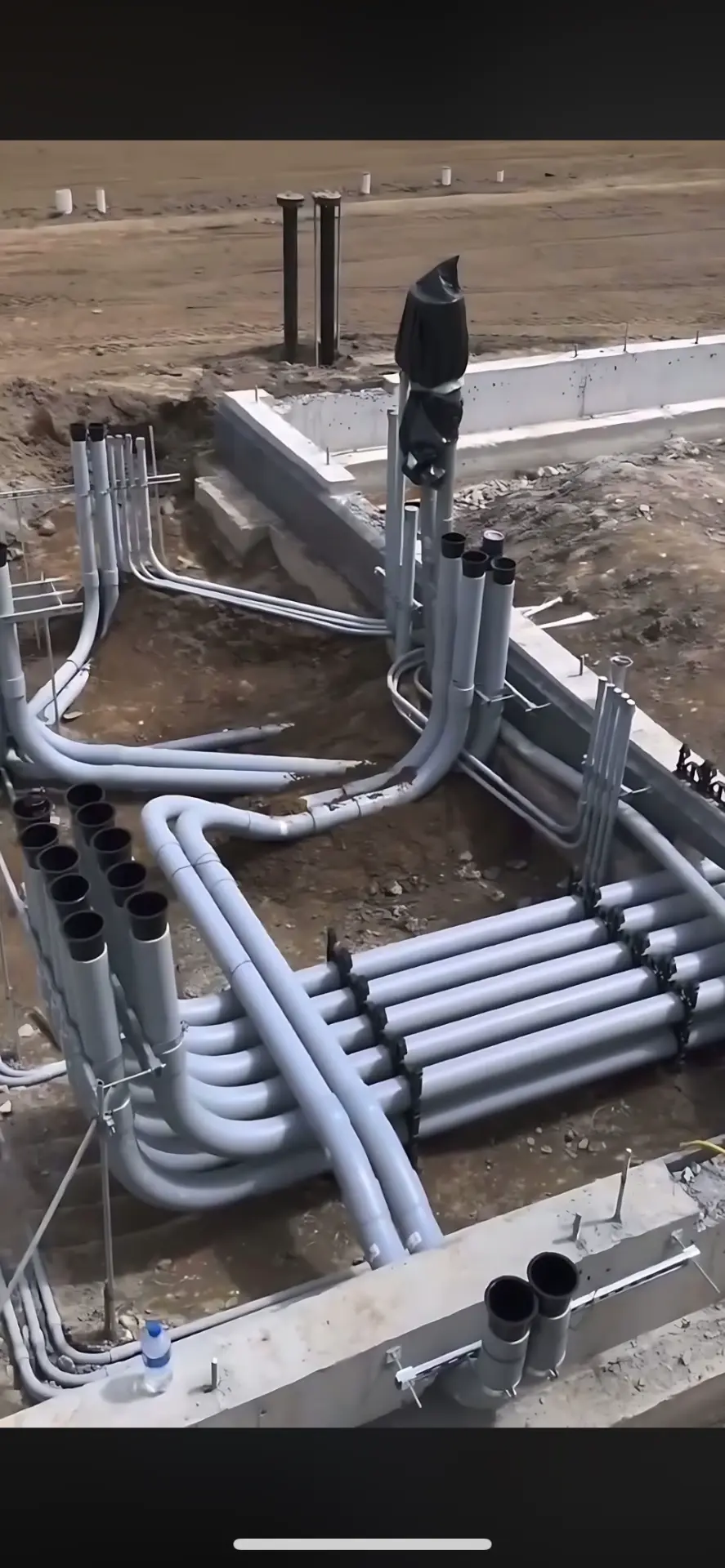 Underground conduit trenching at new construction